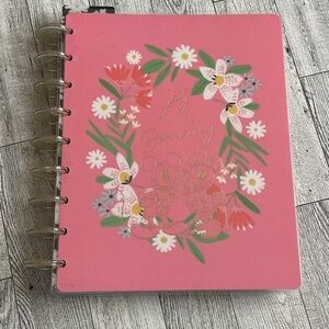 Pink Floral Notebook with Mickey Mouse Design